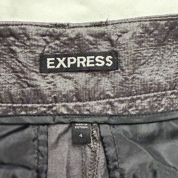 Women’s Express Dark Gray Sparkle Shimmer Shorts Tailored Cuff Hem Size 4 Womens - Picture 4 of 5